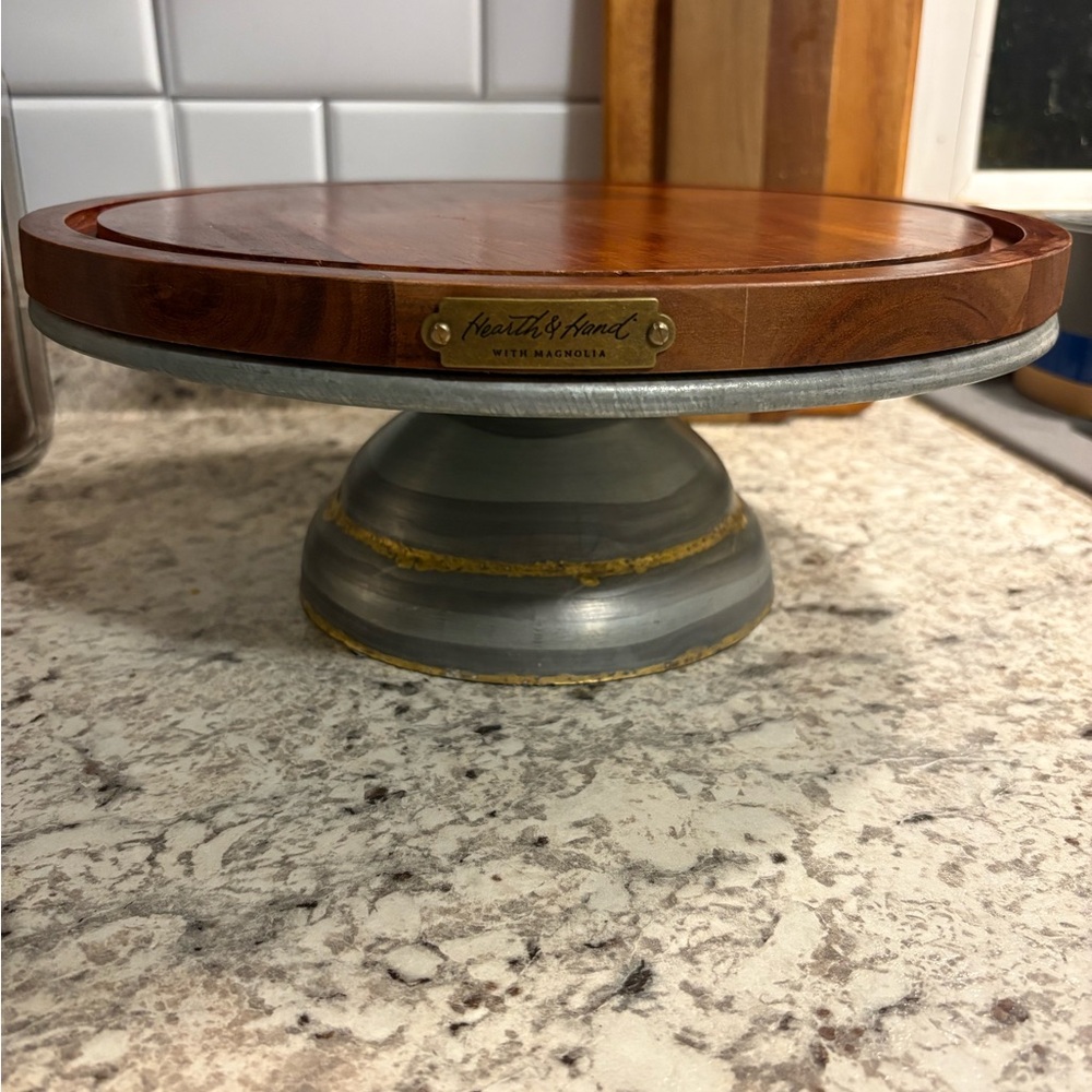 Hearth & Hand Wooden and Metal Cake Stand